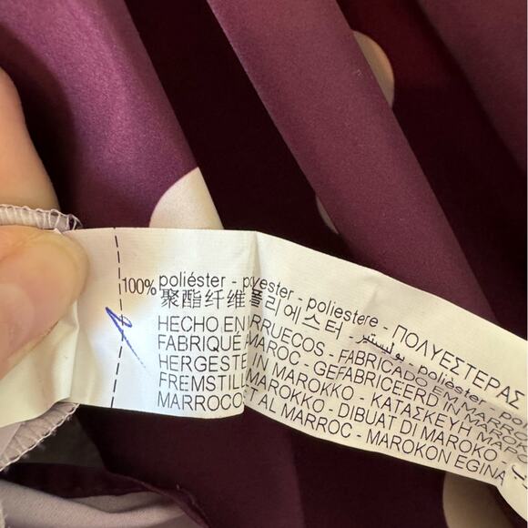 Zara Purple Polkadot Puff Sleeve Square Neck Taffeta Blouse Size Medium - Picture 8 of 9